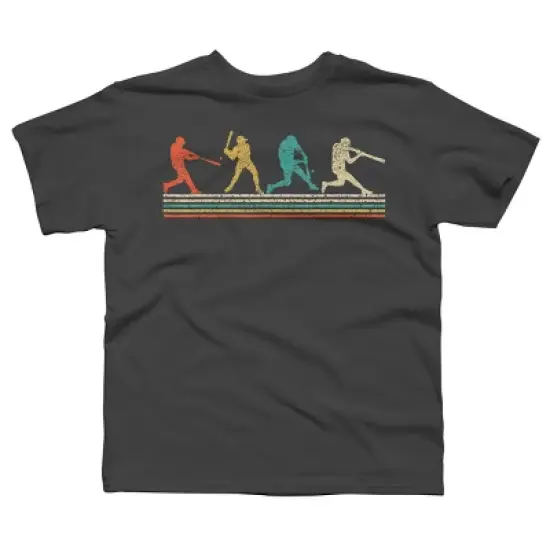 Boy's Design By Humans Vintage Distressed Baseball Swing By LuckyCharm99 T-Shirt image {5}