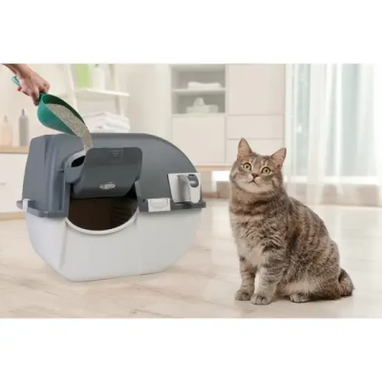 Omega Paw Elite Roll 'N Clean Self Cleaning Litter Box with Integrated Litter Step and Unique Sifting Grill image {2}