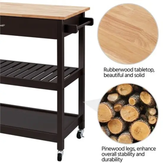 Yaheetech Rolling Kitchen Island Microwave Oven Stand with 3 Shelves and Worktop image {4}
