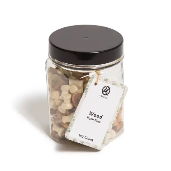 U Brands 150ct Wooden Push Pins with Jar image {5}