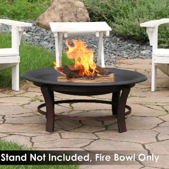 Sunnydaze Outdoor Camping or Backyard Replacement Round Steel with Heat-Resistant Paint Finish Fire Pit Bowl - Black image {4}