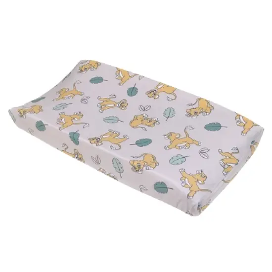 NoJo Disney Lion King Ivory, Teal, Sage and Gold Simba Future King Super Soft Changing Pad Cover image {3}
