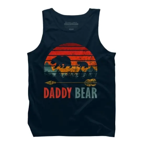 Men's Design By Humans Retro Forest Sunrise Daddy Bear By ZeusSE Tank Top image {4}