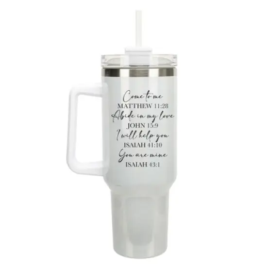 Elanze Designs Come To Me Abide In My Love His Word 40 oz. Stainless Steel, Large Water Bottle Coffee Mug, Spill & Leak Resistant, Thermal Travel image {1}