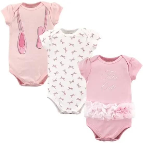 Little Treasure Baby Girl Cotton Bodysuits 3pk, Ballerina image {1}