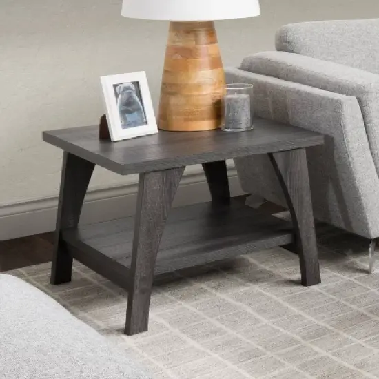 Hollywood Side Table with Lower Shelf Dark Gray - CorLiving image {5}