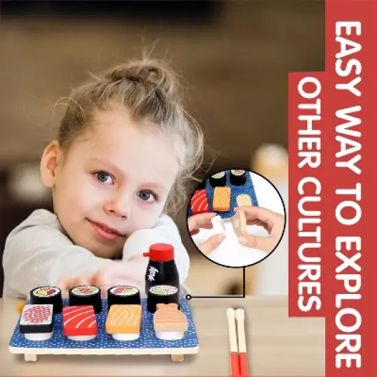 Leo & Friends Wooden Sushi 14pc Set image {5}