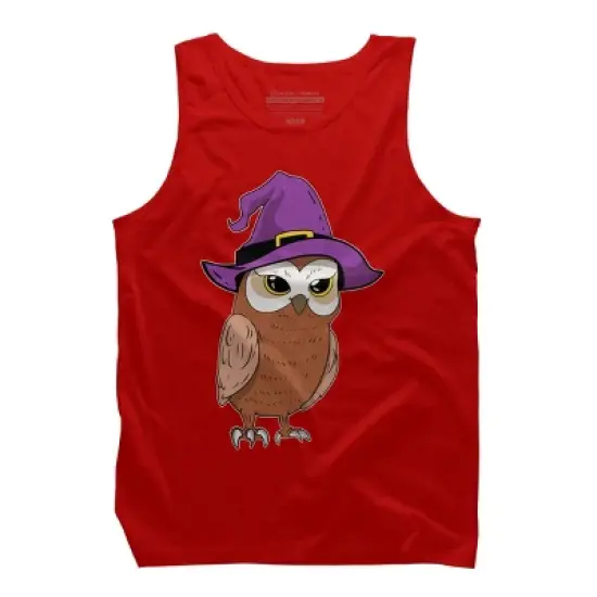 Men's Design By Humans Owl Witch Halloween T Shirt By thebeardstudio Tank Top image {5}