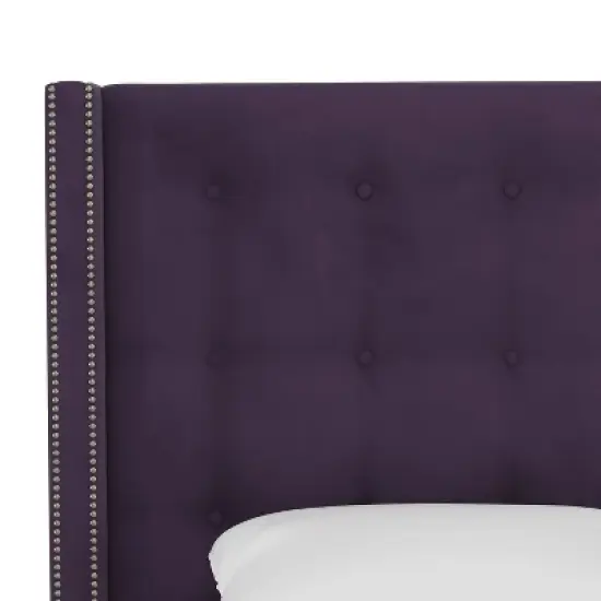 Nail Button Tufted Wingback Velvet Bed - Skyline Furniture image {4}