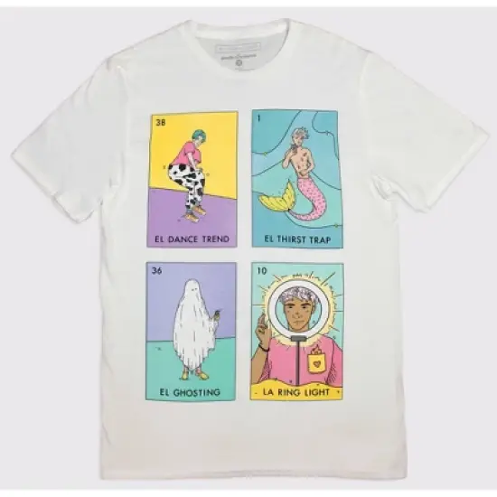 Millennial Loteria Cards Adult El Salty Short Sleeve Graphic T-Shirt - White image {2}
