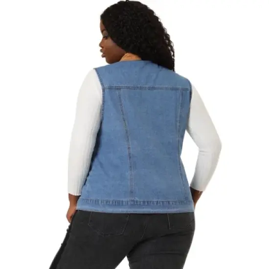 Agnes Orinda Women's Plus Corduroy Jean Contrast Color Denim Jackets Vests image {4}