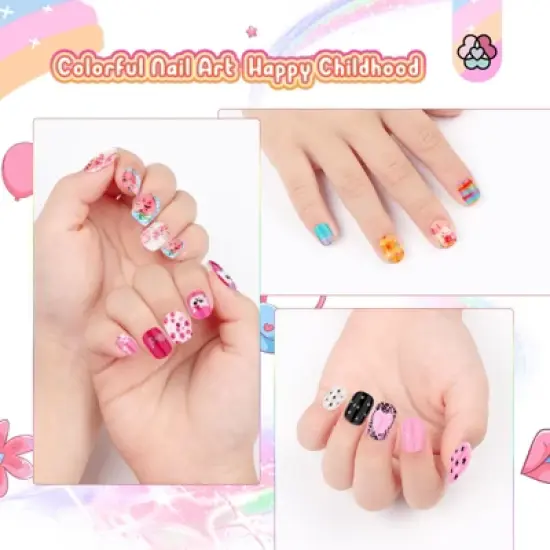 SAVILAND Kids Press On Nails for Girls 8-12 Years, 168PCS Colorful Short Square Fake Nails with 7 Day Wear - Christmas Gift Set. image {6}