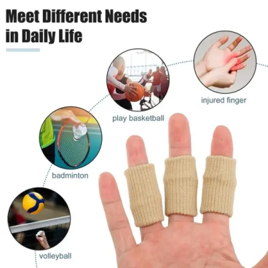 Unique Bargains Breathable Finger Sleeves Thumb Braces Support Elastic Compression Protectors for Arthritis Trigger Finger 10pcs image {5}