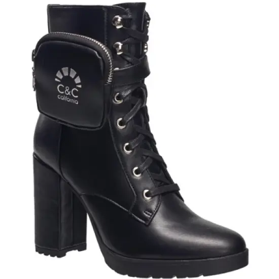 C&C California Women's Nixon High-Heeled Lug Sole Booties with Pouch image {8}