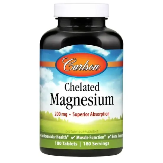 Carlson - Chelated Magnesium, 200 mg, Superior Absorption, Heart Health, Muscle Function, Bone Support image {5}