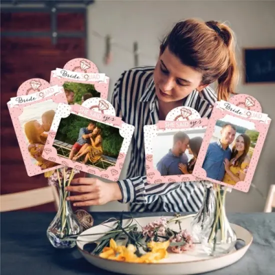 Big Dot of Happiness Bride Squad - Rose Gold Bridal Shower or Bachelorette Party Picture Centerpiece Sticks - Photo Table Toppers - 15 Pieces image {1}