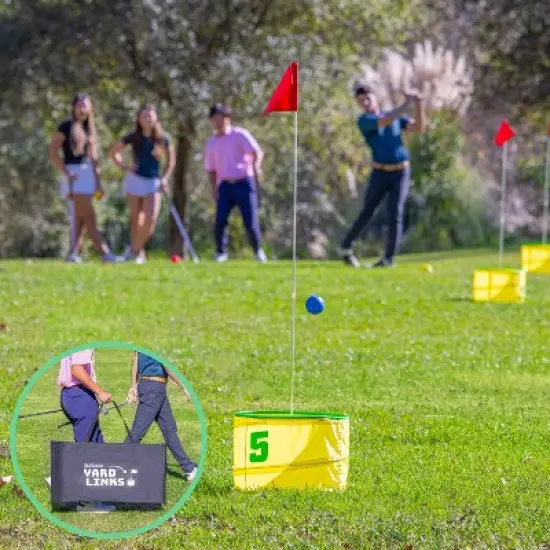 GoSports Yard Links Golf Game with 6 Buckets, Tee Markers and 6 Balls - Yellow image {5}