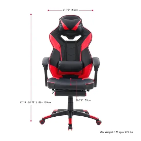 Doom Gaming Chair Black and Red - CorLiving image {10}