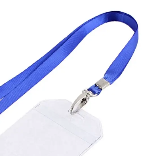 Unique Bargains Office Vertical ID Card Badge Holder with Blue Nylon Neck Strap 85 x 55mm image {4}
