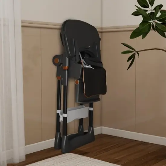 Aortzio Baby High Chair With Wheels,Black image {10}