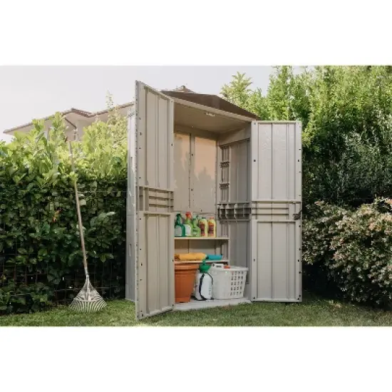Toomax 76 Cu. Ft. Heavy Duty Weather Resistant Lockable Outdoor Garden Plastic Vertical Storage Shed Cabinet for Tools and Patio Accessories image {2}