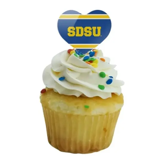 South Dakota State University Stripes Heart Love Cupcake Picks Toppers Decoration Set of 6 image {4}