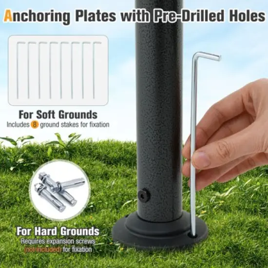 Tangkula 8' x 5' Grill Gazebo Outdoor Double-Tiered Grill Canopy w/ 2 Shelves & 6 Hooks image {9}