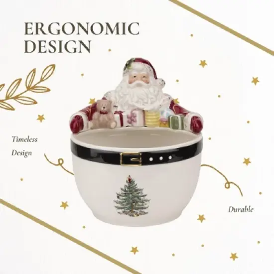 Spode Christmas Tree 7-Inch Santa Nut Bowl - Decorative Serving Bowl for Candies, Nuts, or Desserts - Christmas Holiday Season, Fine Earthenware image {5}