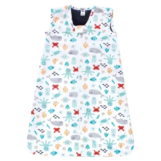 Hudson Baby Infant Boy Plush Faux Fur Sleeping Bag, Wearable Blanket, Sea Characters image {2}