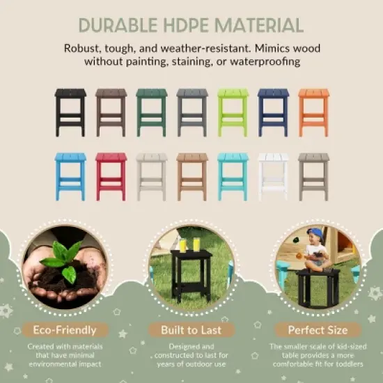 WestinTrends Malibu Kids Outdoor Patio Furniture HDPE Adirondack Square Side Table image {6}