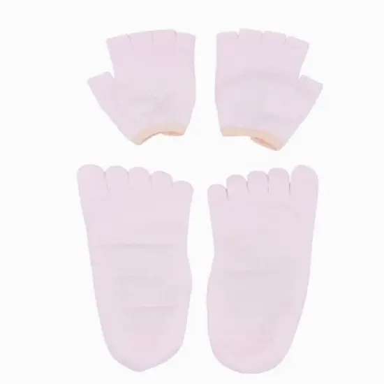 Anna-Kaci Women's Non-Slip Grip Yoga Sock and Fingerless Glove Set with Toe Separation and Ballet Strap Detail image {6}