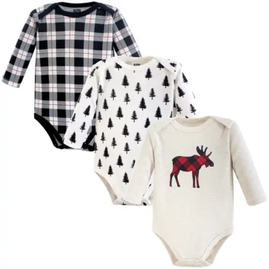 Hudson Baby Infant Boy Cotton Long-Sleeve Bodysuits 3pk, Moose image {2}