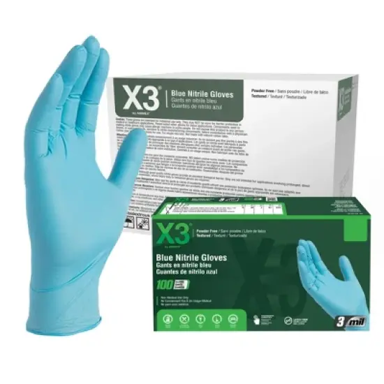 X3 Blue Nitrile Gloves - Light Duty, Industrial Grade - Perfect for household and commercial Cleaning, Food Service, and Automotive Detailing image {9}