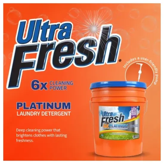 Ultra Fresh 5 Gal Liquid Laundry Detergent Washing Soap, 6X Platinum image {1}