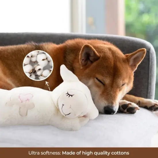 Allforpaws Pups Dog Toys, Puppy Soothing Heartbeat Warm Bear Comfort Dog Sleep Aid Plush Toy, Sheep image {6}