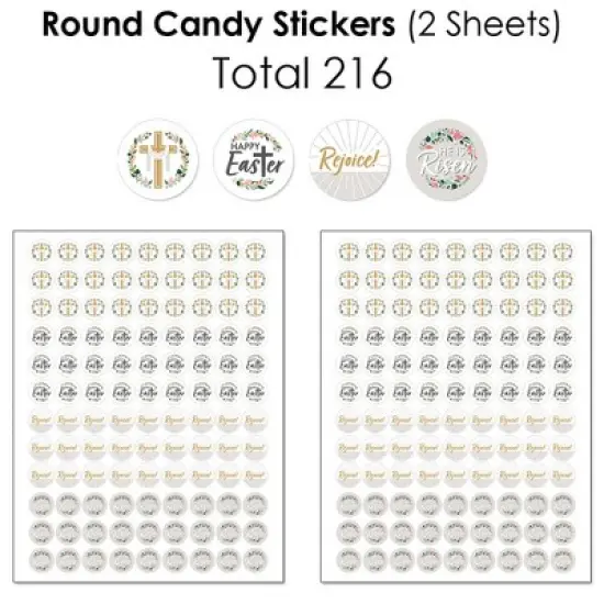 Big Dot of Happiness Religious Easter - Mini Candy Bar, Round Candy, & Circle Stickers - Christian Holiday Party Candy Favor Sticker Kit - 304 Pieces image {4}