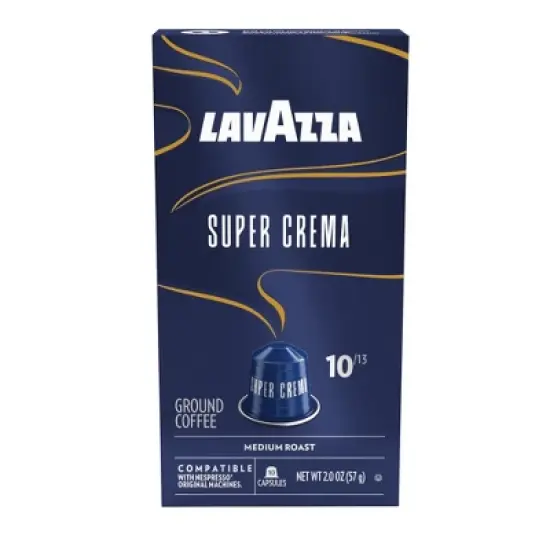 Lavazza Super Crema Aluminum Capsules Compatible with Nespresso* Original Machines, Medium Roast, Arabica and Robusta Blend (60 Capsules) image {7}