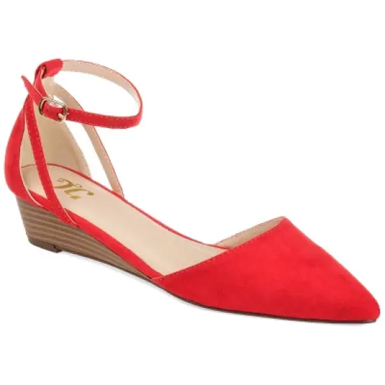 Journee Collection Womens Arkie Buckle Pointed Toe Sliver Wedge image {13}