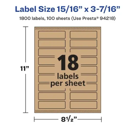 Avery Kraft Brown Rectangle Labels with Sure Feed, 15/16" x 3-7/16" image {4}