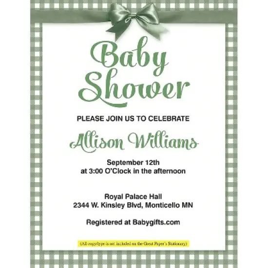 Great Papers Sage Green Bow Everyday Letterhead Multicolored 50 Sheets/Pack (2025008) image {2}