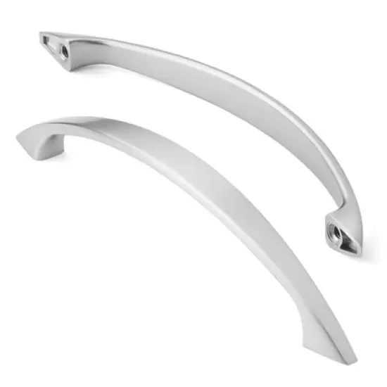Cauldham Solid Kitchen Cabinet Arch Pulls Handles (5" Hole Centers) - Curved Drawer/Door Hardware - Style M243 - Satin Nickel image {1}