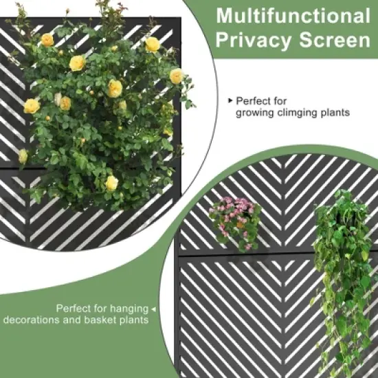 1-Piece 46.8in.W x 71.37in.H Black Parallel Line Galvanized Outdoor Privacy Screen Garden Screen Decorative Art Panel image {4}