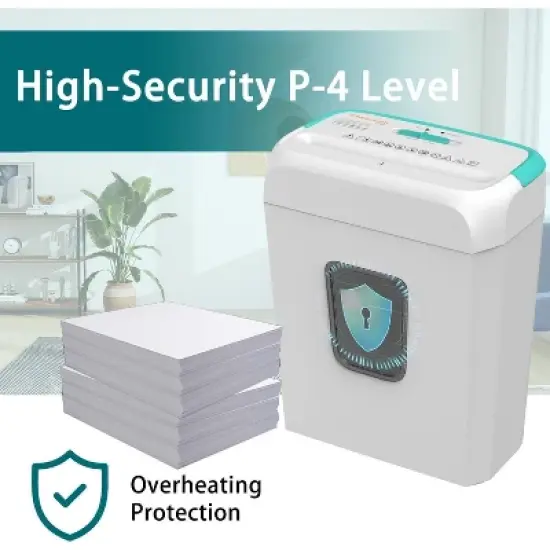 Bonsaii 6-Sheet Crosscut Paper Shredder for Home Use, Shreds Paper, Credit Cards, Staples, Clips, 3.4 Gal Wastebasket, White/Blue, with Handle image {2}