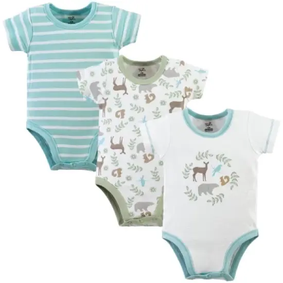Touched by Nature Organic Cotton Bodysuits 3pk, Forest image {1}