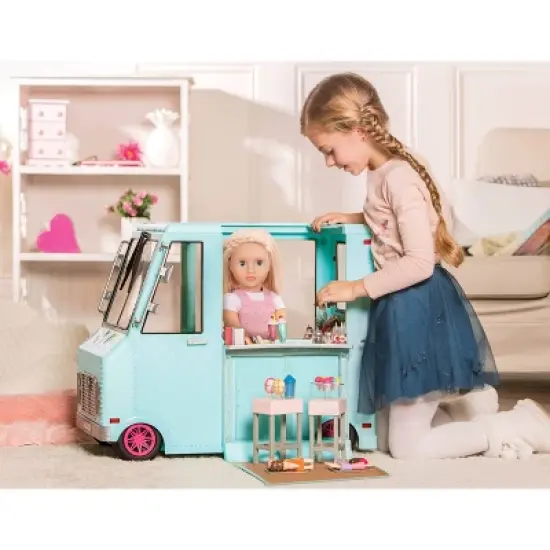 Our Generation Sweet Stop Ice Cream Truck with Electronics for 18" Dolls - Light Blue image {3}