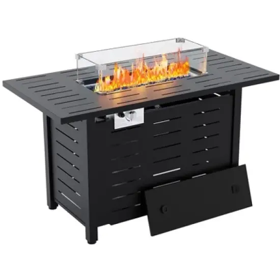 Rectangular Gas Fire Pit Table &ndash; Double-Door Storage, CSA-Certified, Waterproof for Patio/Deck/Garden image {8}