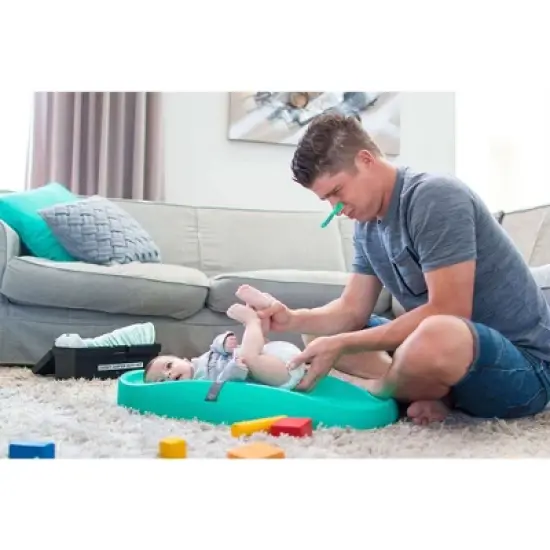 Bumbo B10201 Baby Infant Soft Foam Comfortable Changing Pad with Restrain Belt, Aqua image {2}