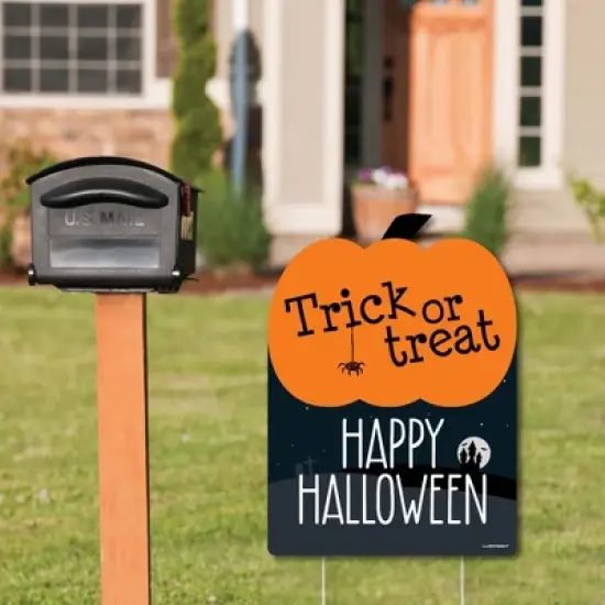 Big Dot of Happiness Trick or Treat - Outdoor Halloween Decorations - Happy Halloween Yard Sign - Welcome Yard Sign image {1}