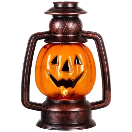 Northlight 16.5" Halloween Flickering Pumpkin Lantern Pathway Markers 3ct - Orange/Black image {3}
