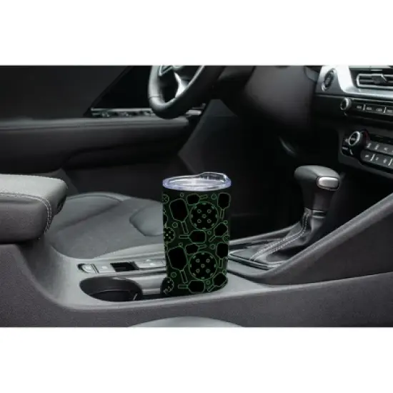 100 North 20 Ounce Stainless Steel On the Go Travel Tumbler With Push Top Lid, Pickleball Paddle Black image {2}
